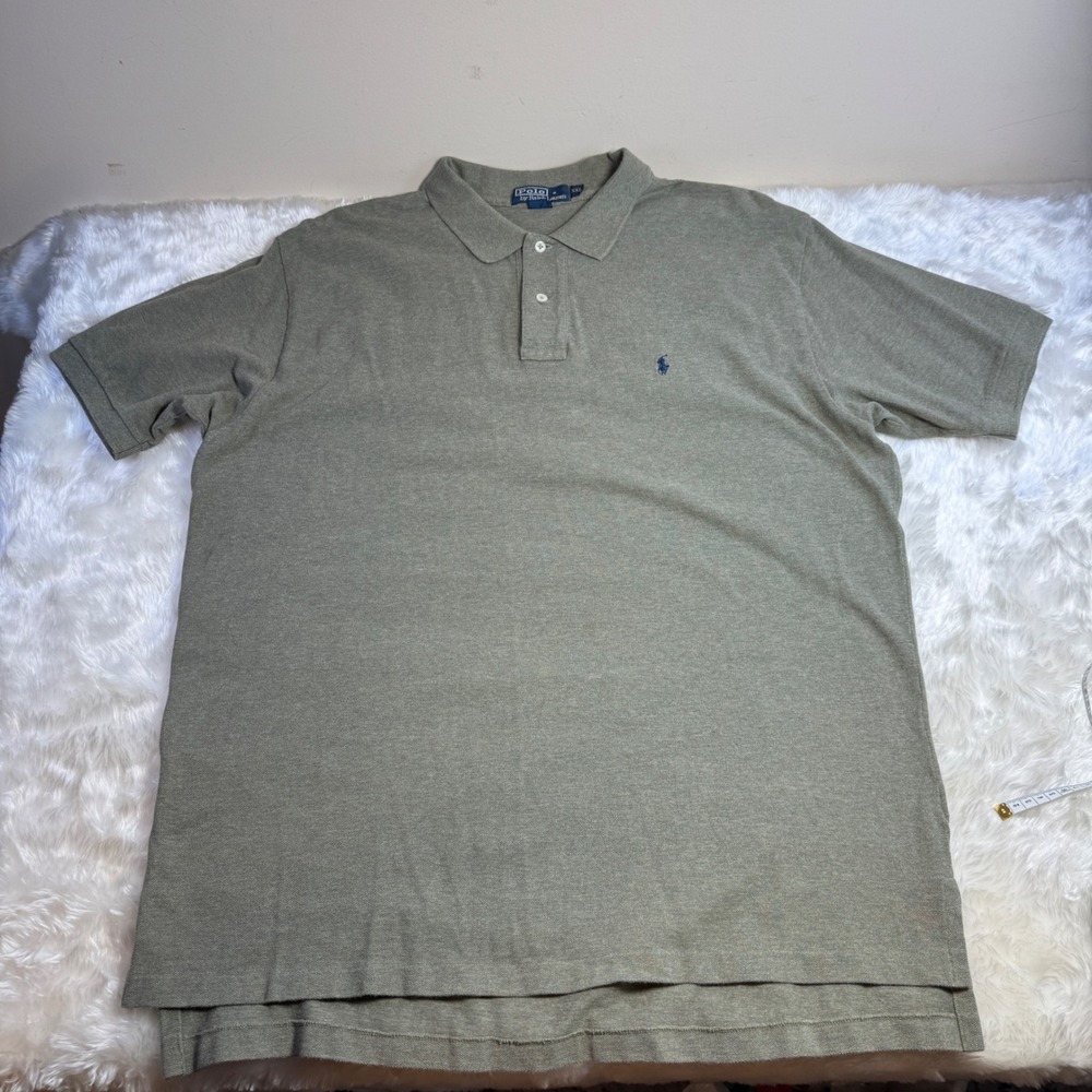 Polo Ralph Lauren Mens XXL Heathered Olive Green Cotton Pique Short Sleeve Polo